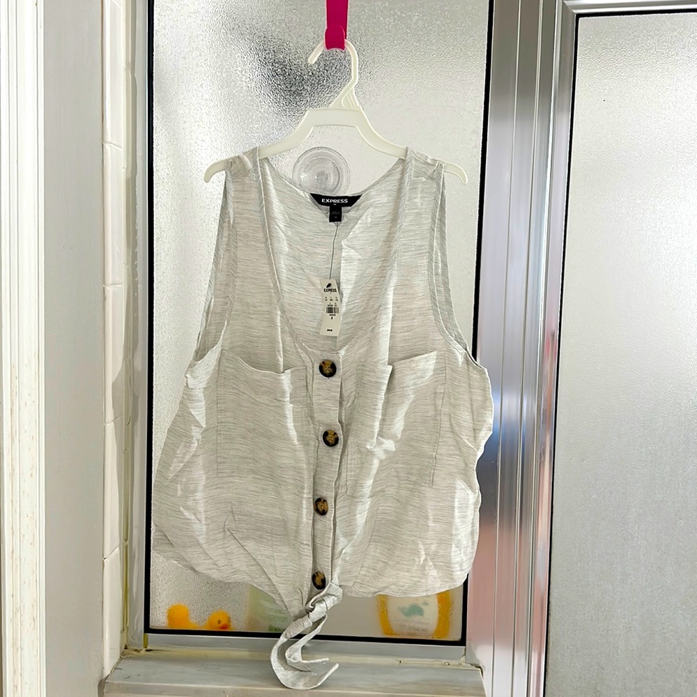 Express women tank top snap button cardigan